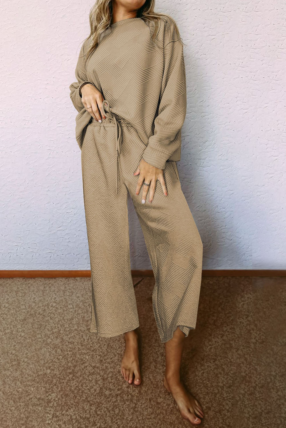 Ultra Loose Textured 2pcs Slouchy Outfit