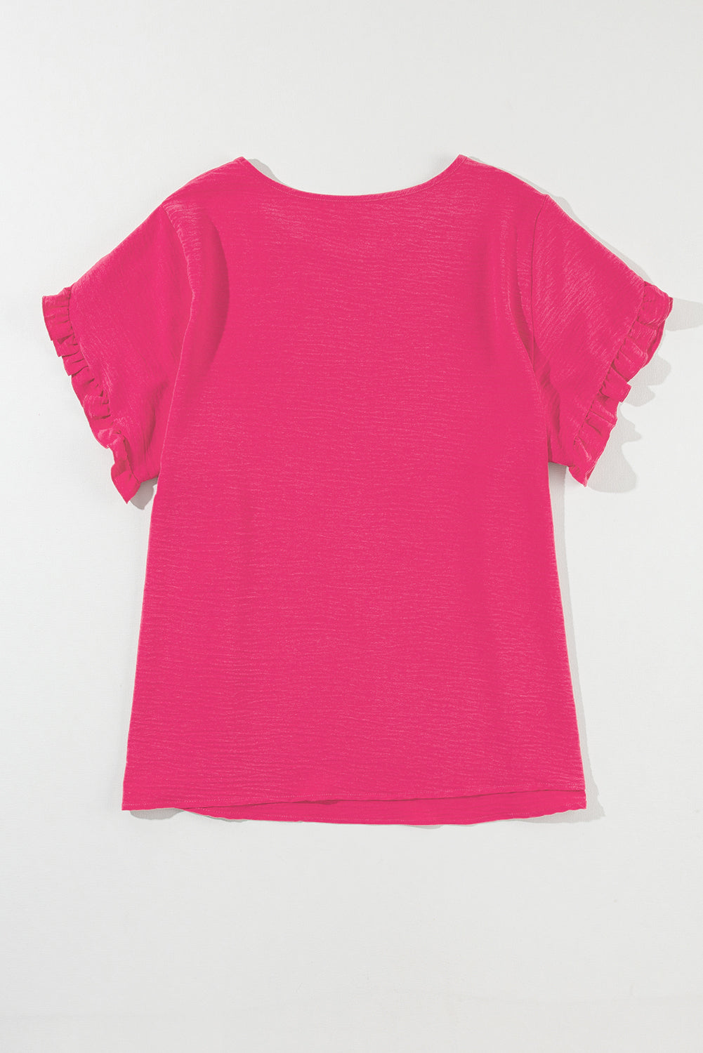 Bright Pink Ruffled Short Sleeve Plus Size Top