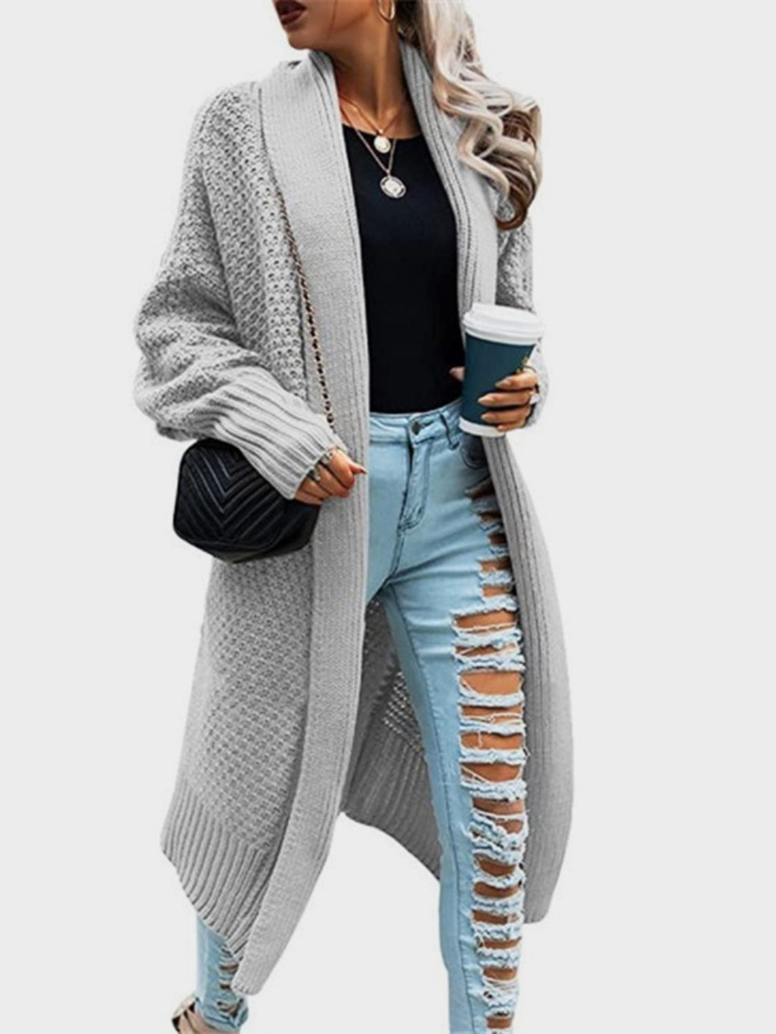 Open Front Long Sleeve Cardigan