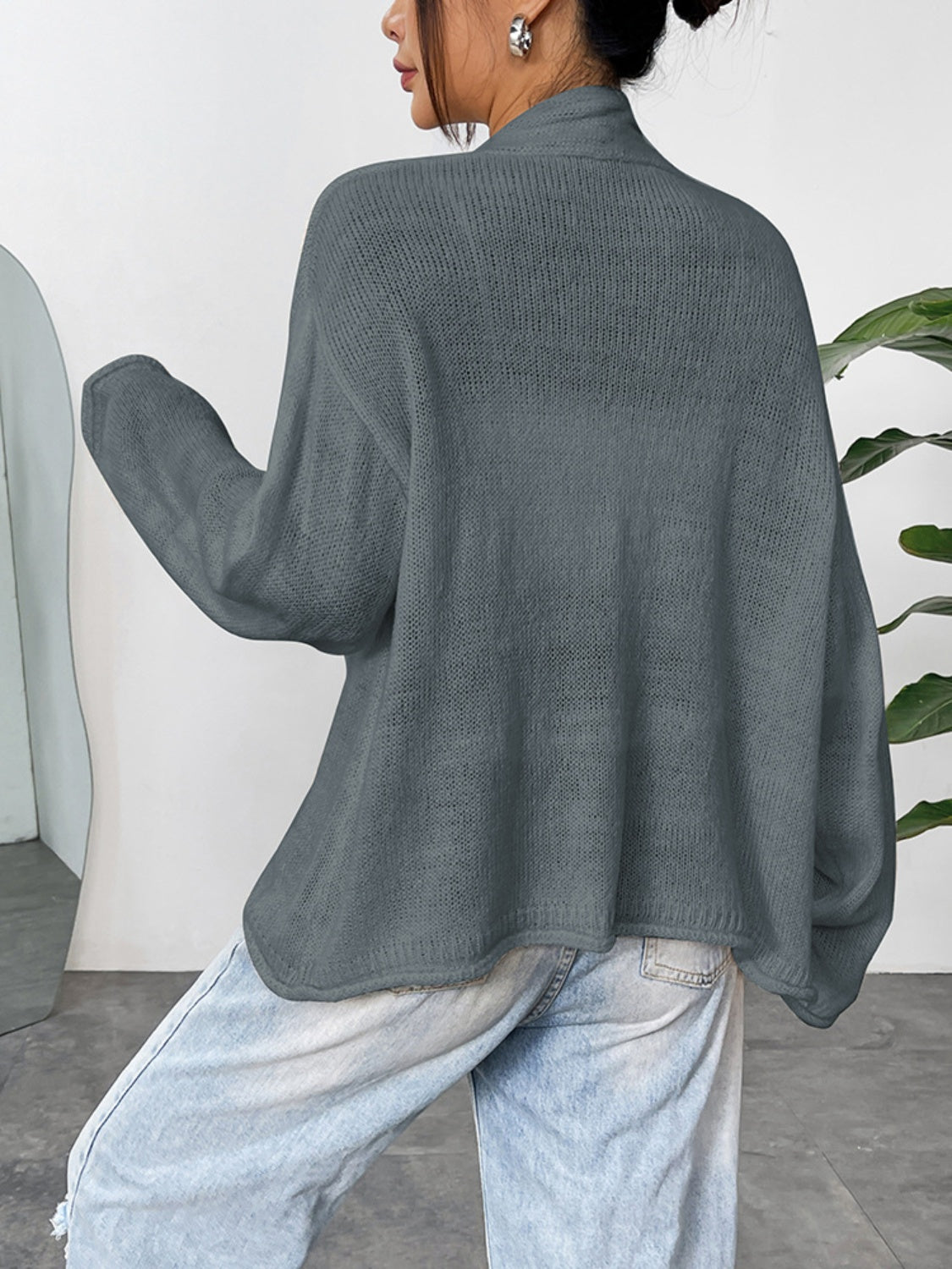 Open Front Dropped Shoulder Cardigan