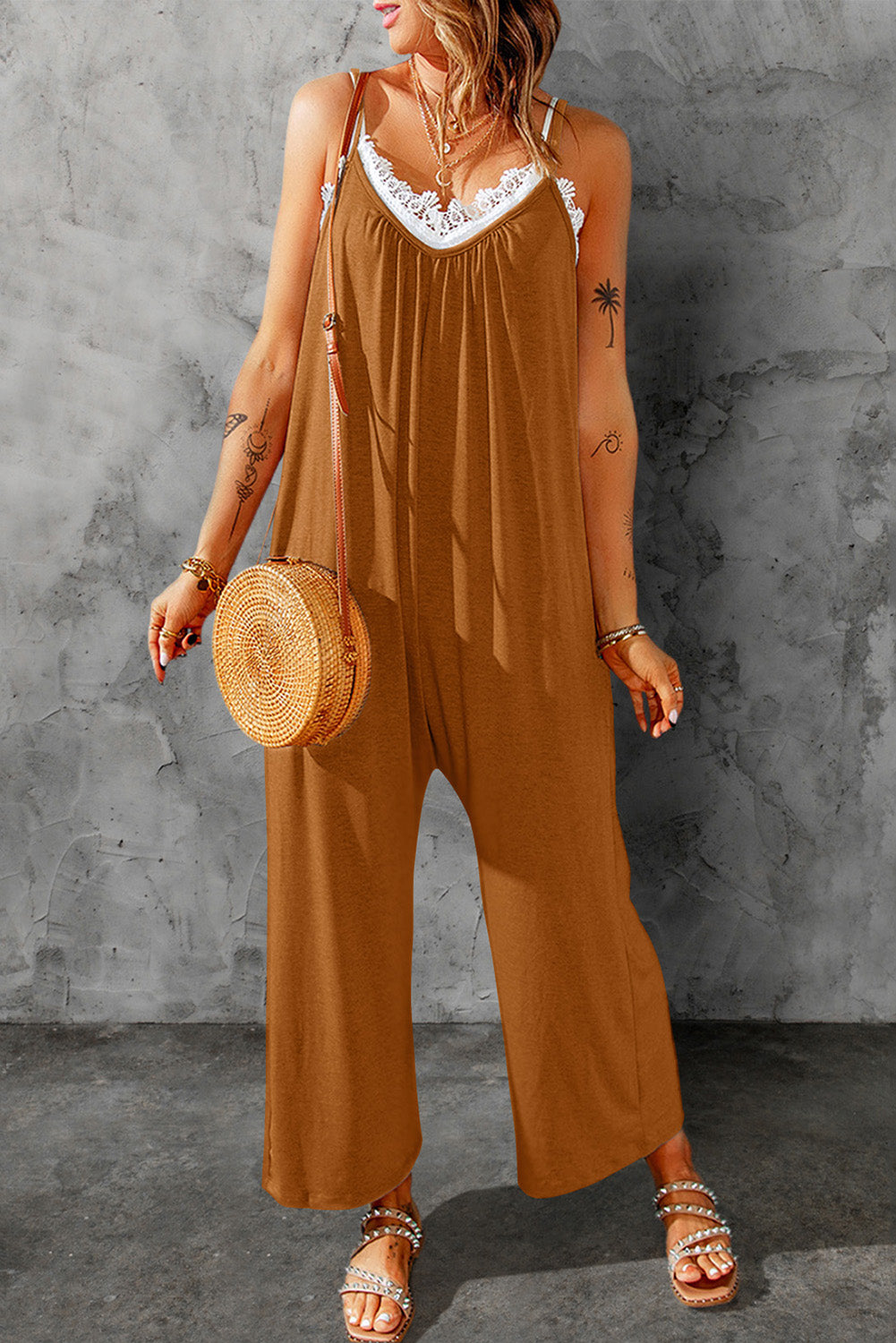 Spaghetti Strap Wide Leg Jumpsuit