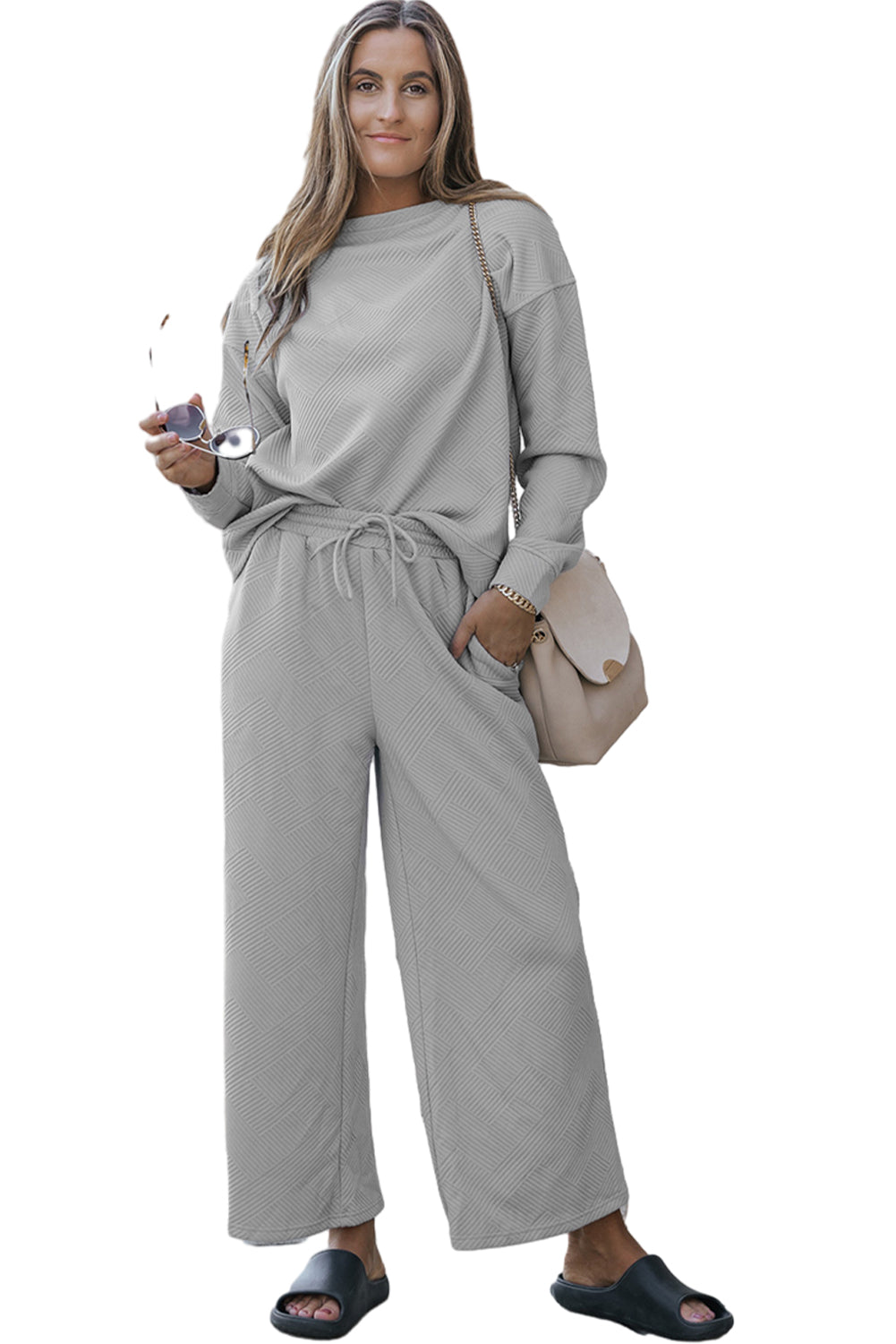 Ultra Loose Textured 2pcs Slouchy Outfit