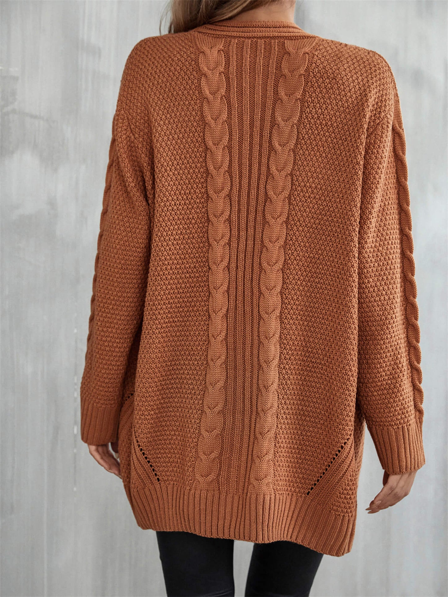 Angel Wings Warm Fall Mixed Knit Open Front Longline Cardigan