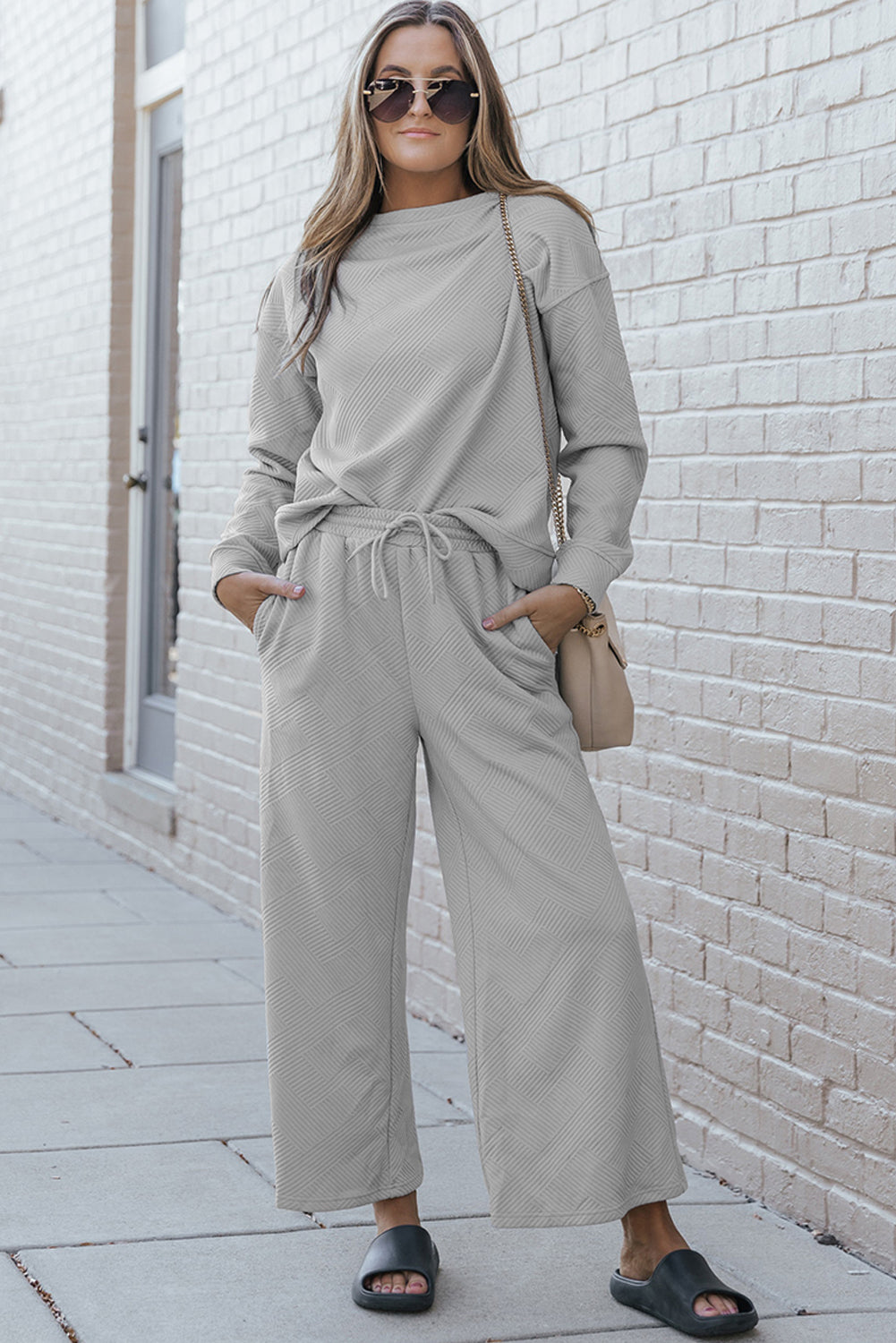 Ultra Loose Textured 2pcs Slouchy Outfit