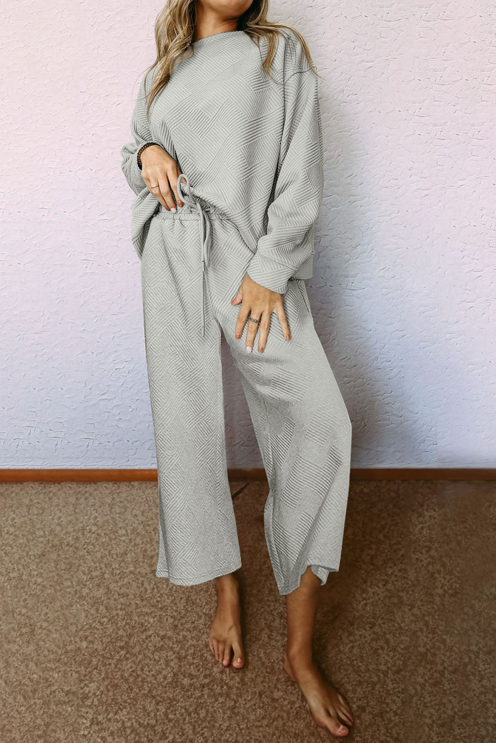 Ultra Loose Textured 2pcs Slouchy Outfit