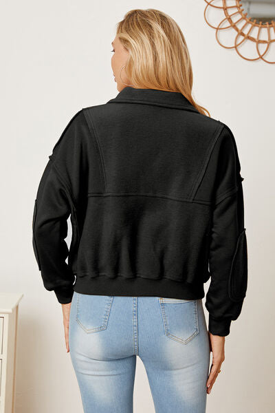 Half Zip Long Sleeve Sweatshirt with Pockets