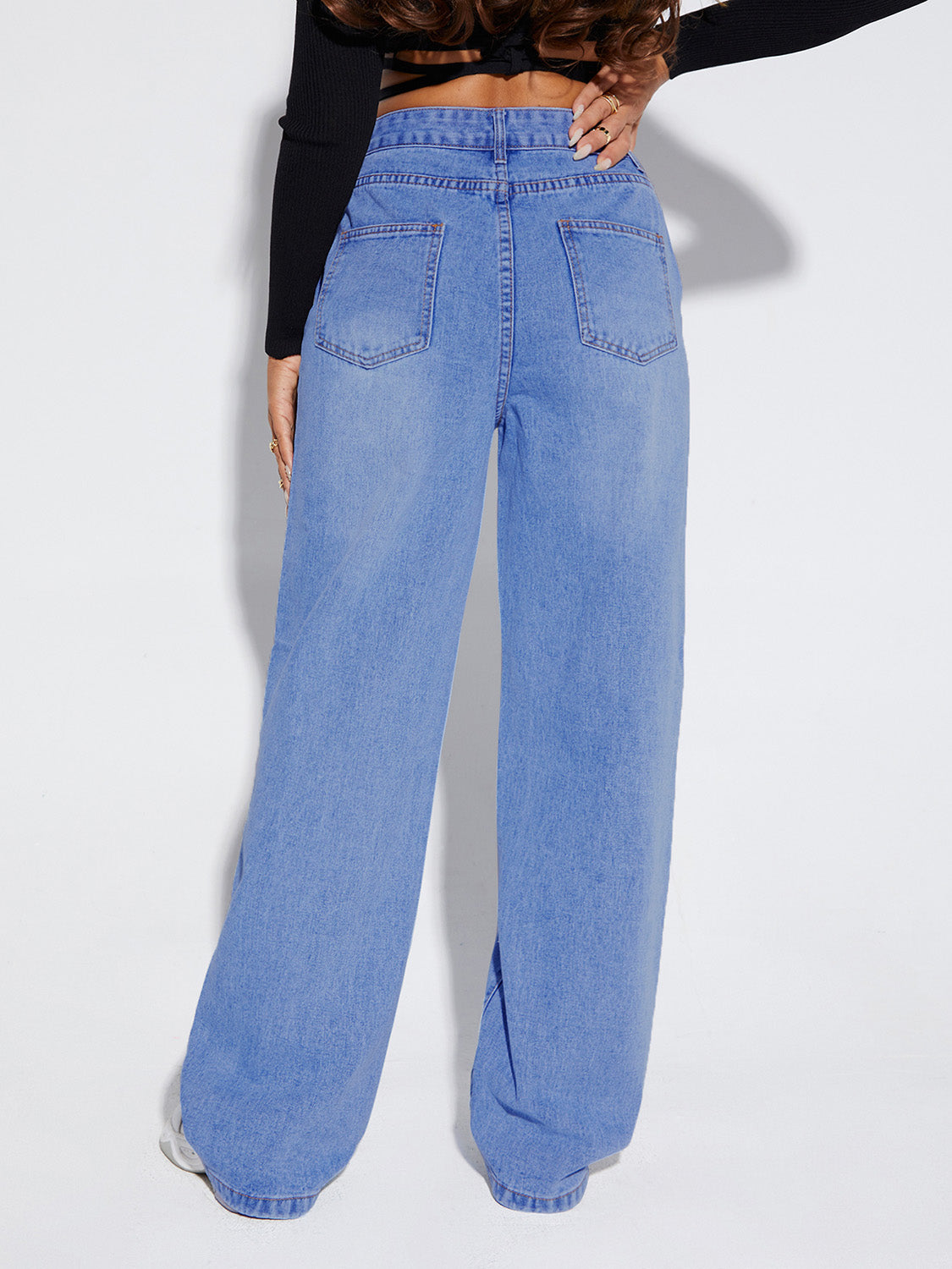 Buttoned Fly Long Jeans