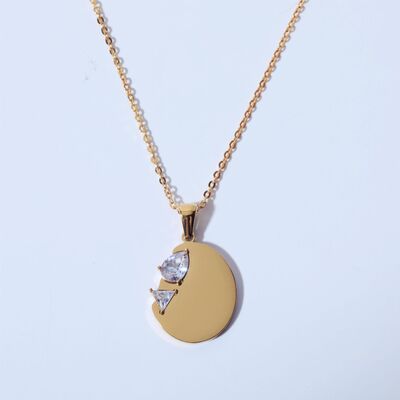 Inlaid Zircon Titanium Steel Pendant Necklace