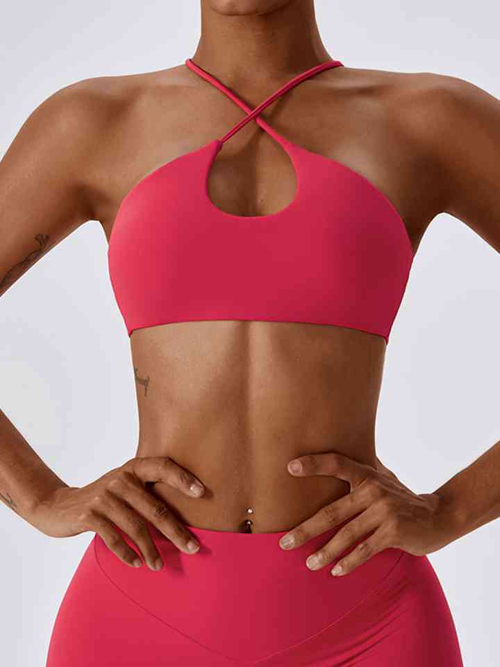 Cropped Halter Neck Sports Bra