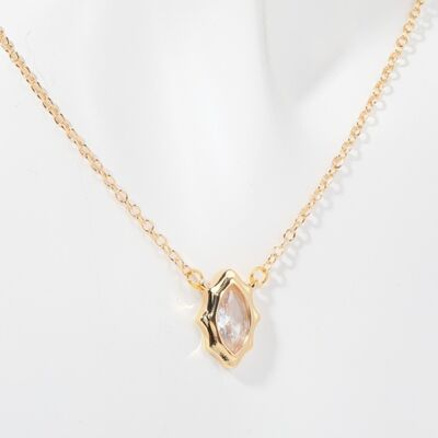 Inlaid Zircon Brass Pendant Necklace