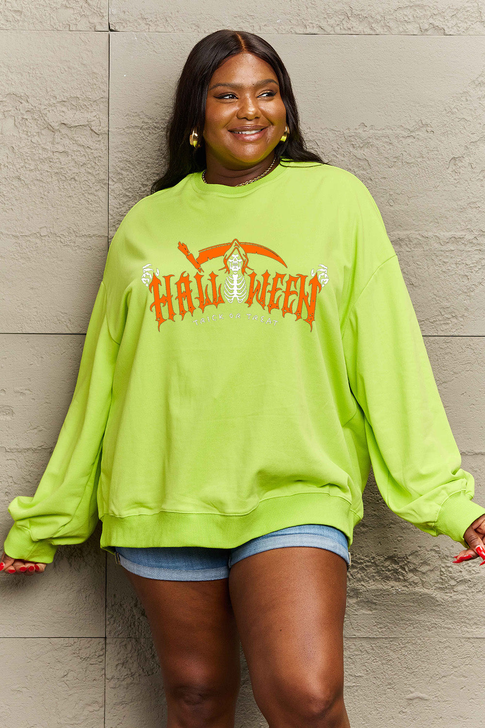 Simply Love Full Size HALLOWEEN TRICK OR TREAT Graphic Sweatshirt