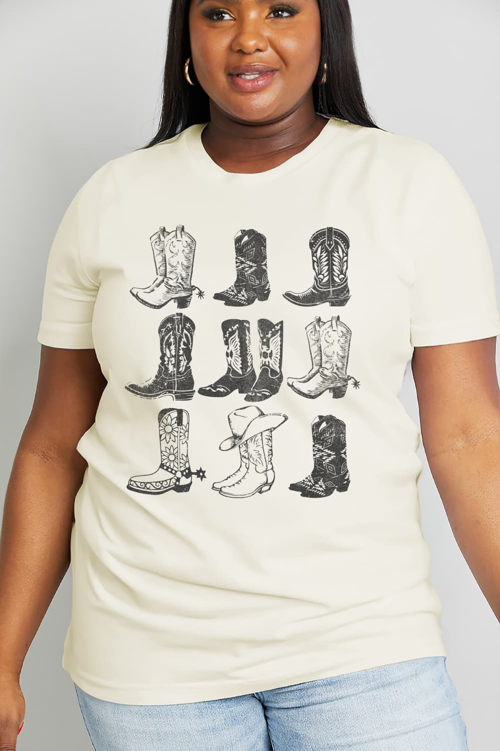 Simply Love Simply Love Full Size Cowboy Boots Graphic Cotton Tee