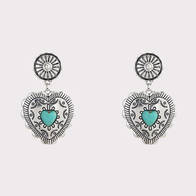 Artificial Turquoise Heart Dangle Earrings